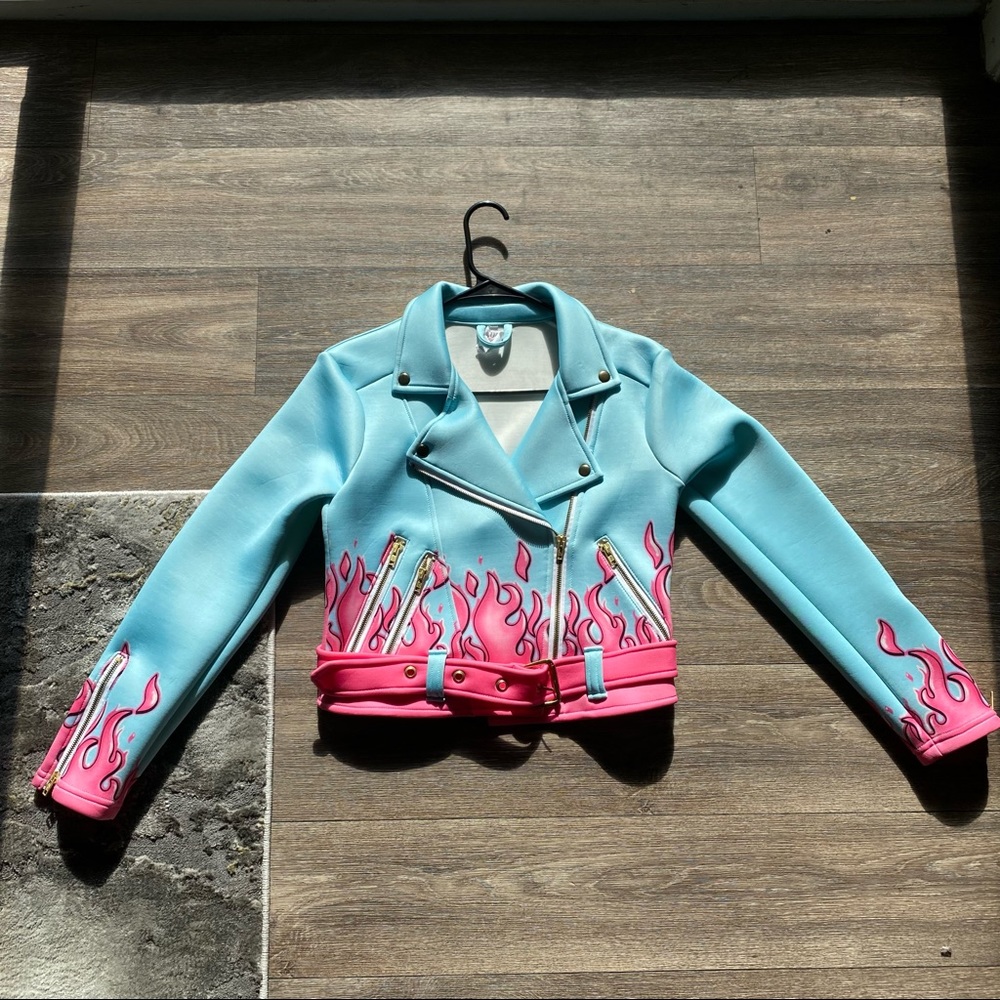 Blue and Pink Moto Jacket